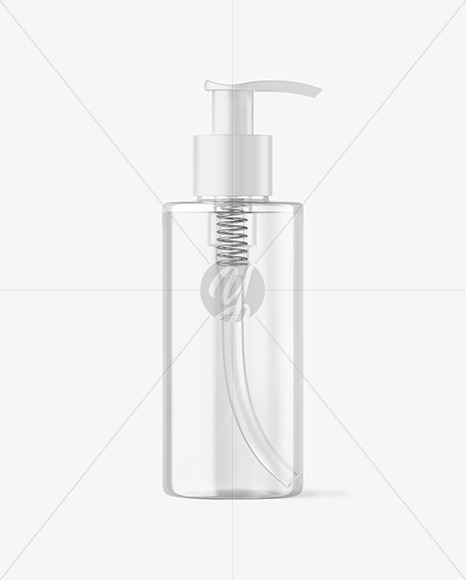Clear Cosmetic Bottle with Pump Mockup Clear Cosmetic Bottle with Pump Mockup