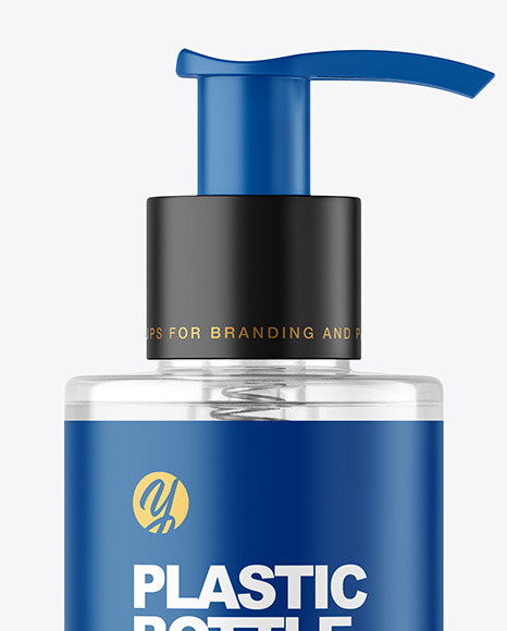 Clear Cosmetic Bottle with Pump Mockup Clear Cosmetic Bottle with Pump Mockup
