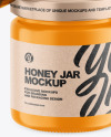 Glossy Honey Jar w/ Wooden Dipper Mockup