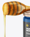 Matte Honey Jar w/ Wooden Dipper Mockup