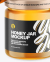 Clear Glass Honey Jar w/ Wooden Dipper Mockup