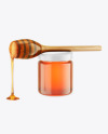 Clear Glass Honey Jar w/ Wooden Dipper Mockup