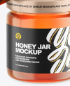 Clear Glass Honey Jar w/ Wooden Dipper Mockup