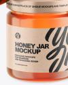 Clear Glass Honey Jar w/ Wooden Dipper Mockup