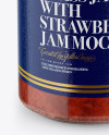 Glass Jar with Strawberry Jam Mockup - Front View (High Angle Shot)