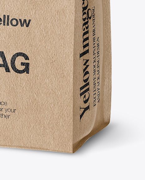 Kraft Snack Bag Mockup - Half Side View