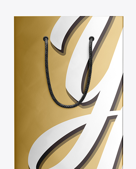 Metallic Bag With Rope Handle Mockup - Front View