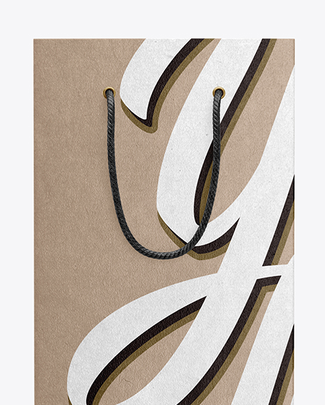 Kraft Paper Bag With Rope Handle Mockup - Front View