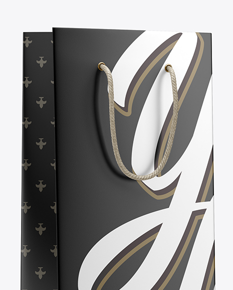 Matte Paper Bag With Rope Handle Mockup - Half Side View