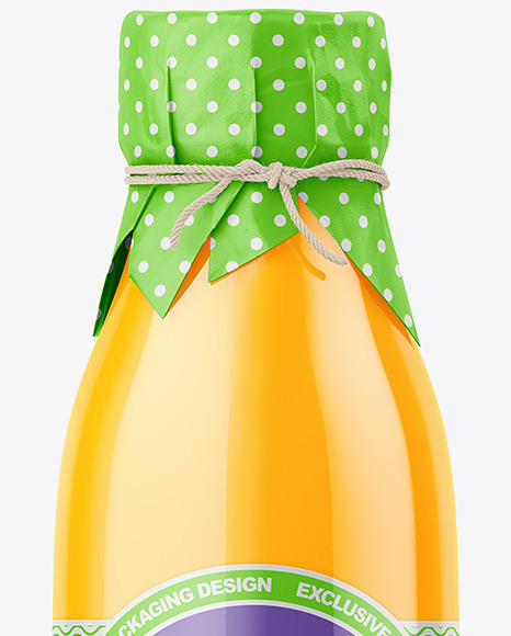 Orange Juice Bottle With Wrapped Paper Cap Mockup