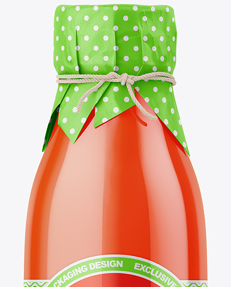 Tomato Juice Bottle With Wrapped Paper Cap Mockup