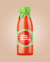 Tomato Juice Bottle With Wrapped Paper Cap Mockup