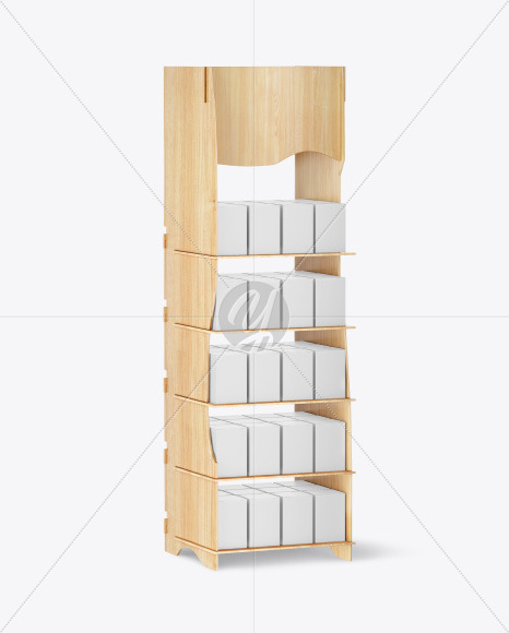 Wooden Display Stand w/ Boxes Mockup