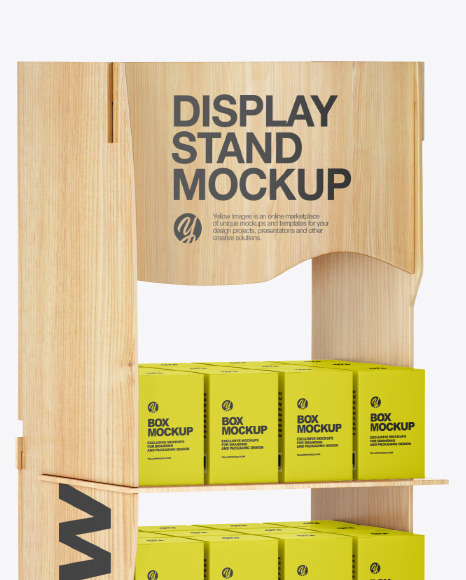 Wooden Display Stand w/ Boxes Mockup