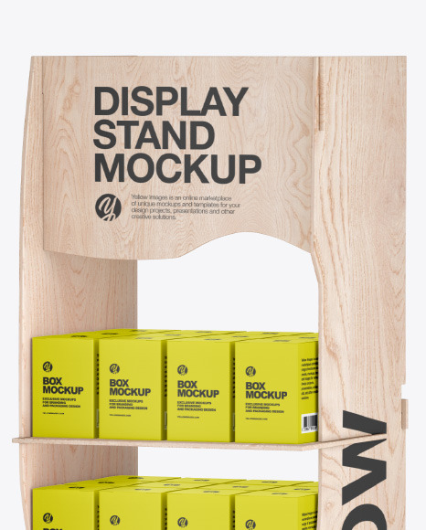 Wooden Display Stand w/ Boxes Mockup