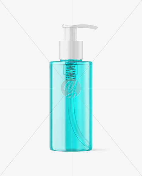 Color Plastic Cosmetic Bottle with Pump Mockup