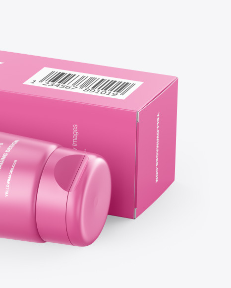 Cosmetic Tube with Box Mockup