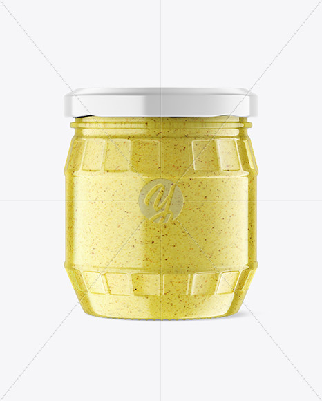 Clear Glass Jar w/ Mustard Mockup