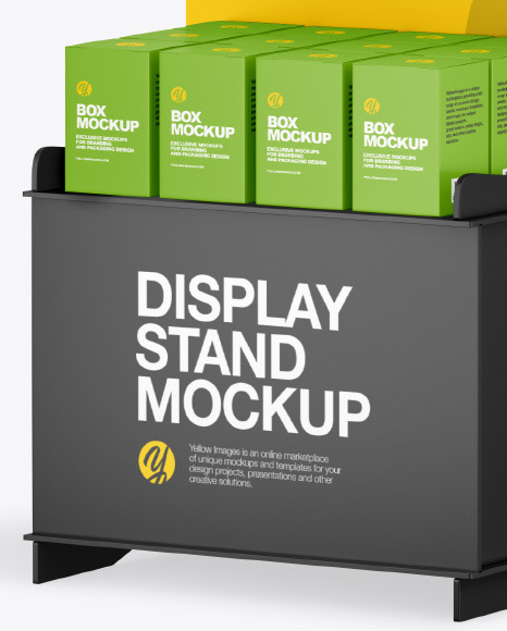 Plastic Display Stand w/ Boxes Mockup