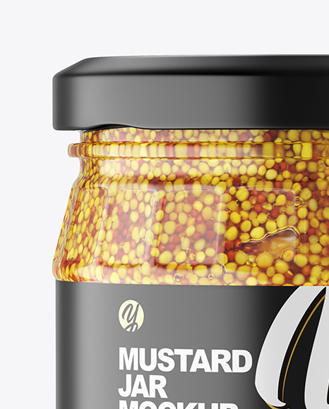 Clear Glass Jar w/ Mustard Mockup Clear Glass Jar w/ Mustard Mockup