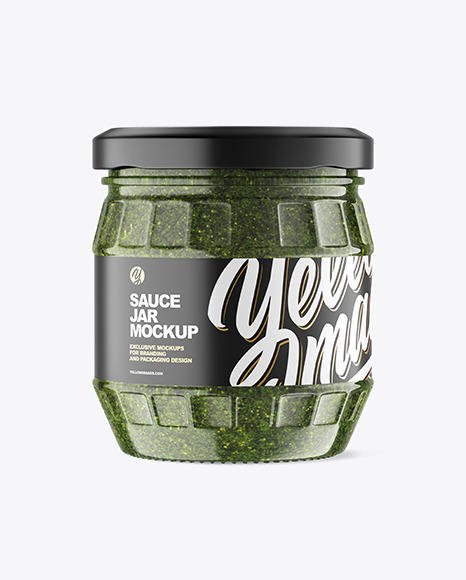 Clear Glass Jar w/ Pesto Mockup