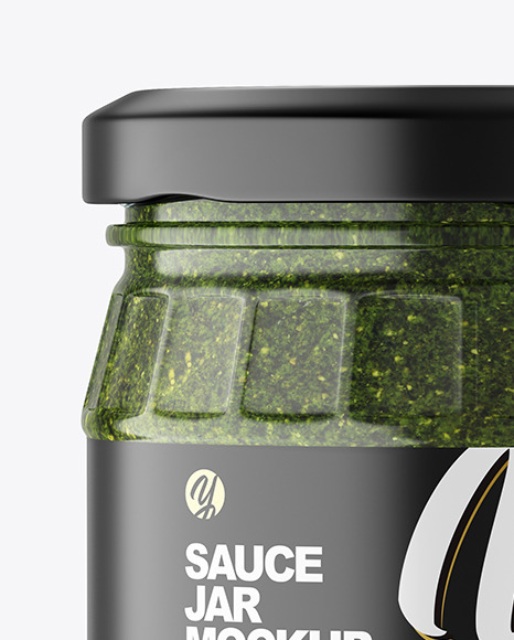 Clear Glass Jar w/ Pesto Mockup Clear Glass Jar w/ Pesto Mockup