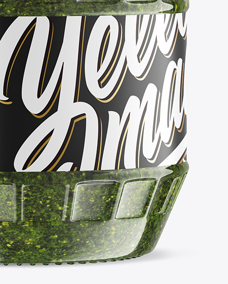 Clear Glass Jar w/ Pesto Mockup Clear Glass Jar w/ Pesto Mockup