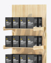 Wooden Display Stand w/ Boxes Mockup