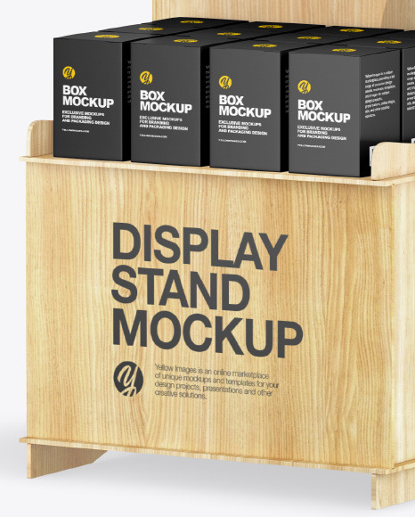 Wooden Display Stand w/ Boxes Mockup