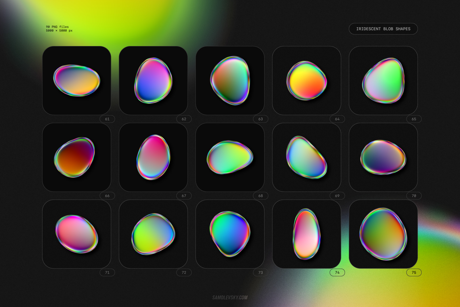 Iridescent blob shapes collection