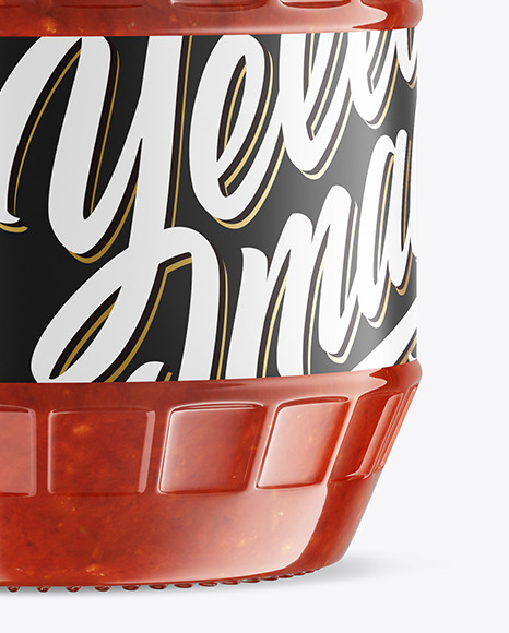 Clear Glass Jar w/ Tomato Sauce Mockup