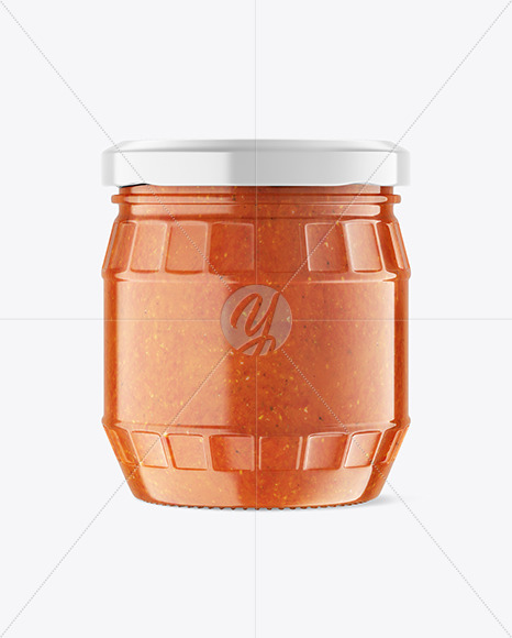 Clear Glass Jar w/ Sauce Mockup