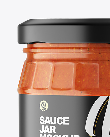 Clear Glass Jar w/ Sauce Mockup