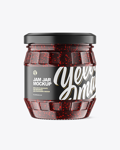 Clear Glass Jar w Jam Mockup - Clear+Glass+Jar+W+Strawberry+Jam+Mockup+In+Jar+Mockups+On