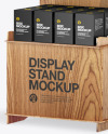 Wooden Display Stand w/ Boxes Mockup