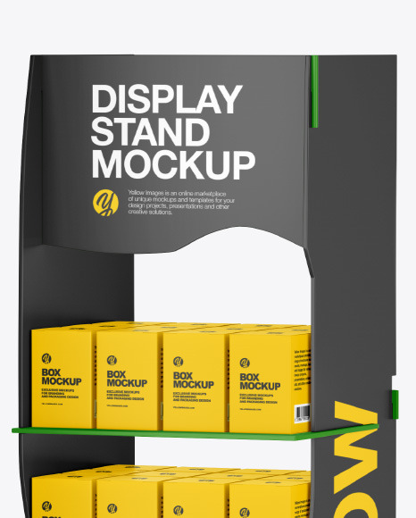 Plastic Display Stand w/ Boxes Mockup