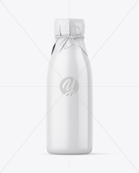 Glossy Plastic Bottle With Wrapped Paper Cap Mockup