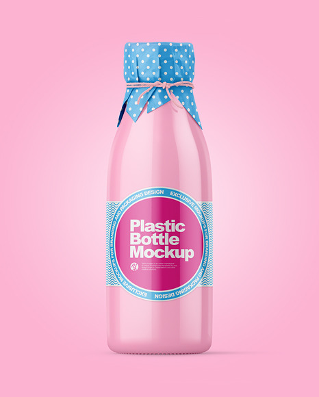 Glossy Plastic Bottle With Wrapped Paper Cap Mockup