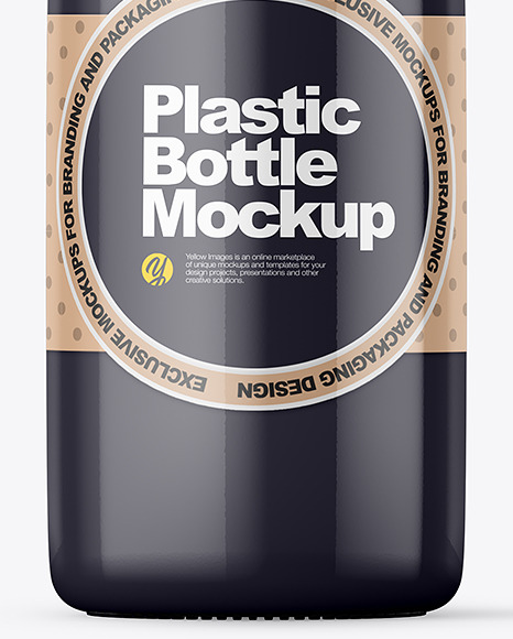 Glossy Plastic Bottle With Wrapped Kraft Paper Cap Mockup