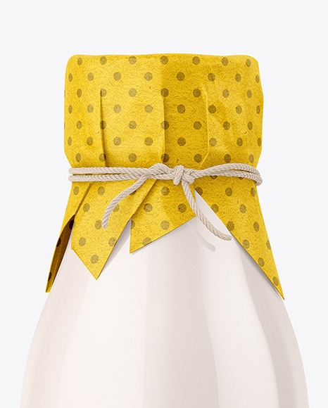 Glossy Plastic Bottle With Wrapped Kraft Paper Cap Mockup