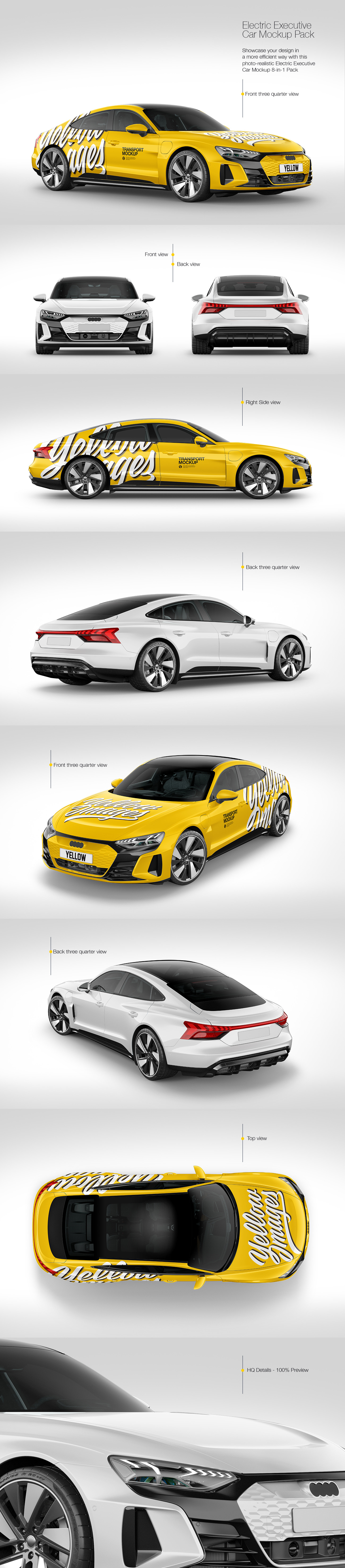 Electric Executive Car Mockup Pack Electric Executive Car Mockup Pack