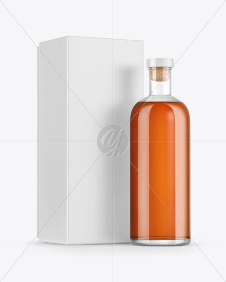 Whiskey Bottle with Box Mockup