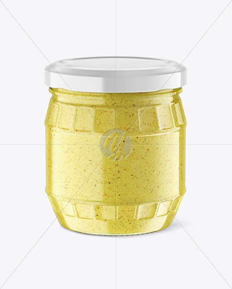 Clear Glass Jar w/ Mustard Mockup