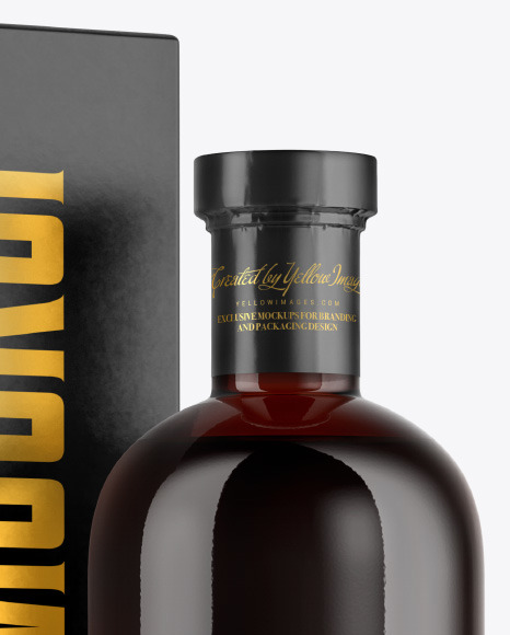 Amber Glass Bottle with Box Mockup