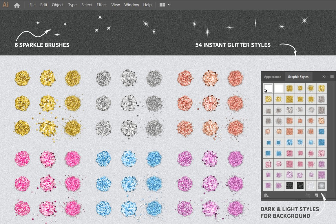 VECTOR GLITTER For Adobe Illustrator