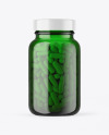 Green Glass Pills Jar Mockup