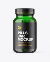 Green Glass Pills Jar Mockup