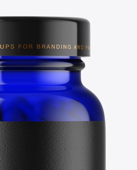 Blue Glass Pills Jar Mockup