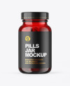 Red Glass Pills Jar Mockup