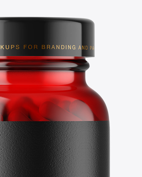 Red Glass Pills Jar Mockup